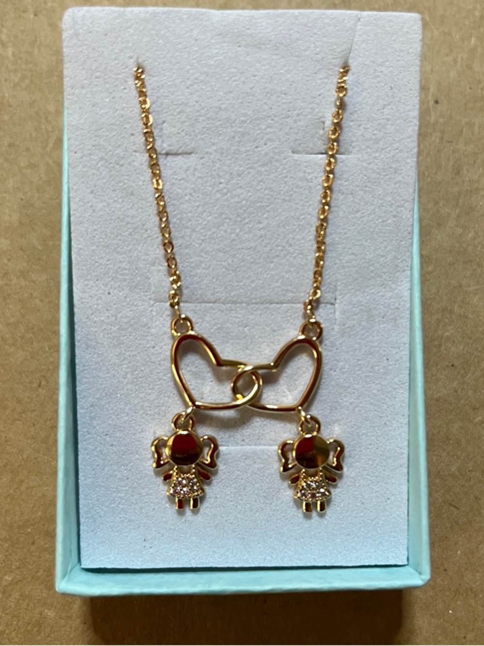 Pretty Bird Rose Gold Double Girl Charm Necklace